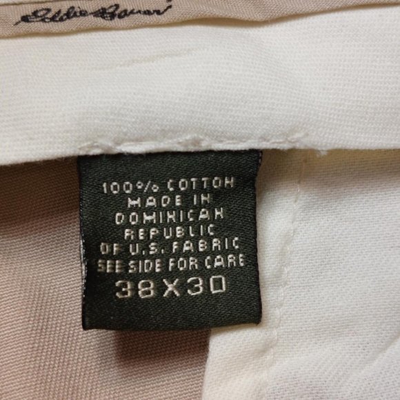 Eddie Bauer Men's Dress Performance Flat-Front Beige Khakis - Size 38 x 30 - Picture 5 of 6